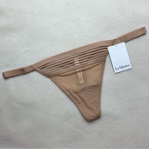 NWT New Le Mystere Beige Tan Second Skin Thong Panties in Natural Size Large